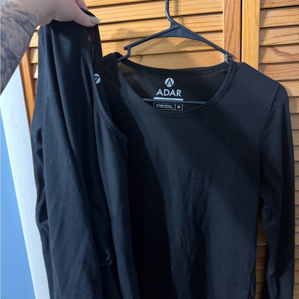 Ada Black Long Sleeve Crewneck Tee for Men